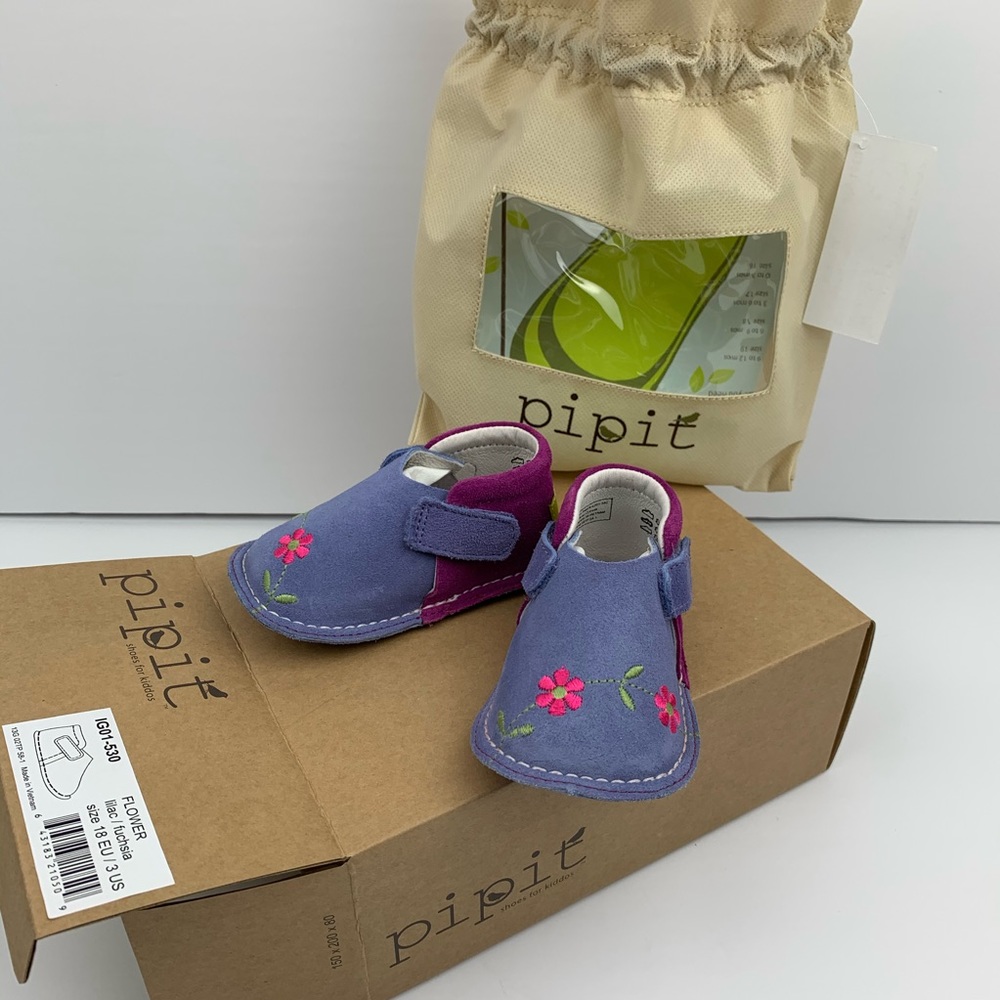 PIPIT Flower Lilac Fuchsia Suede Baby booties shoe